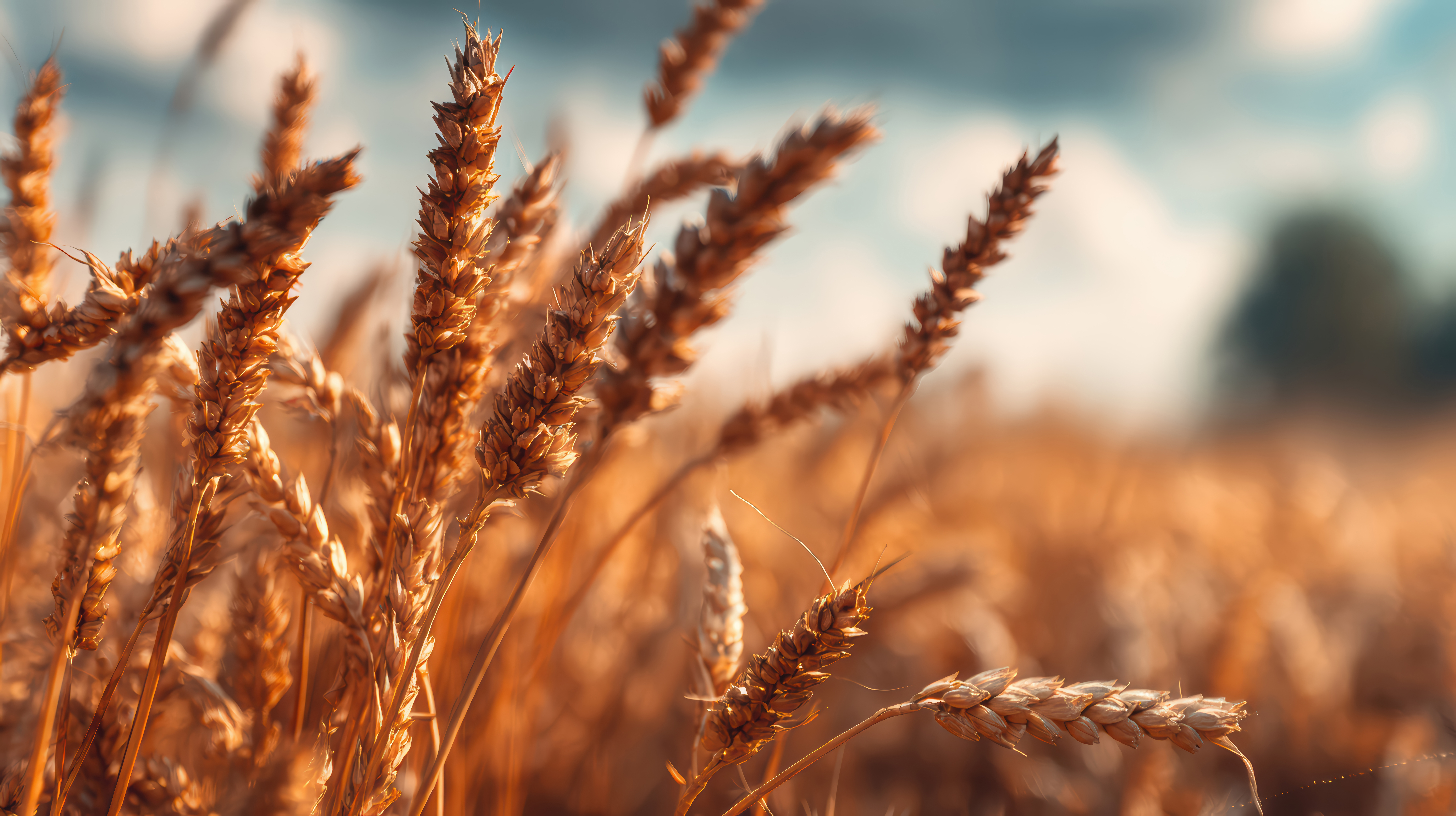 Golden wheat field at sunset